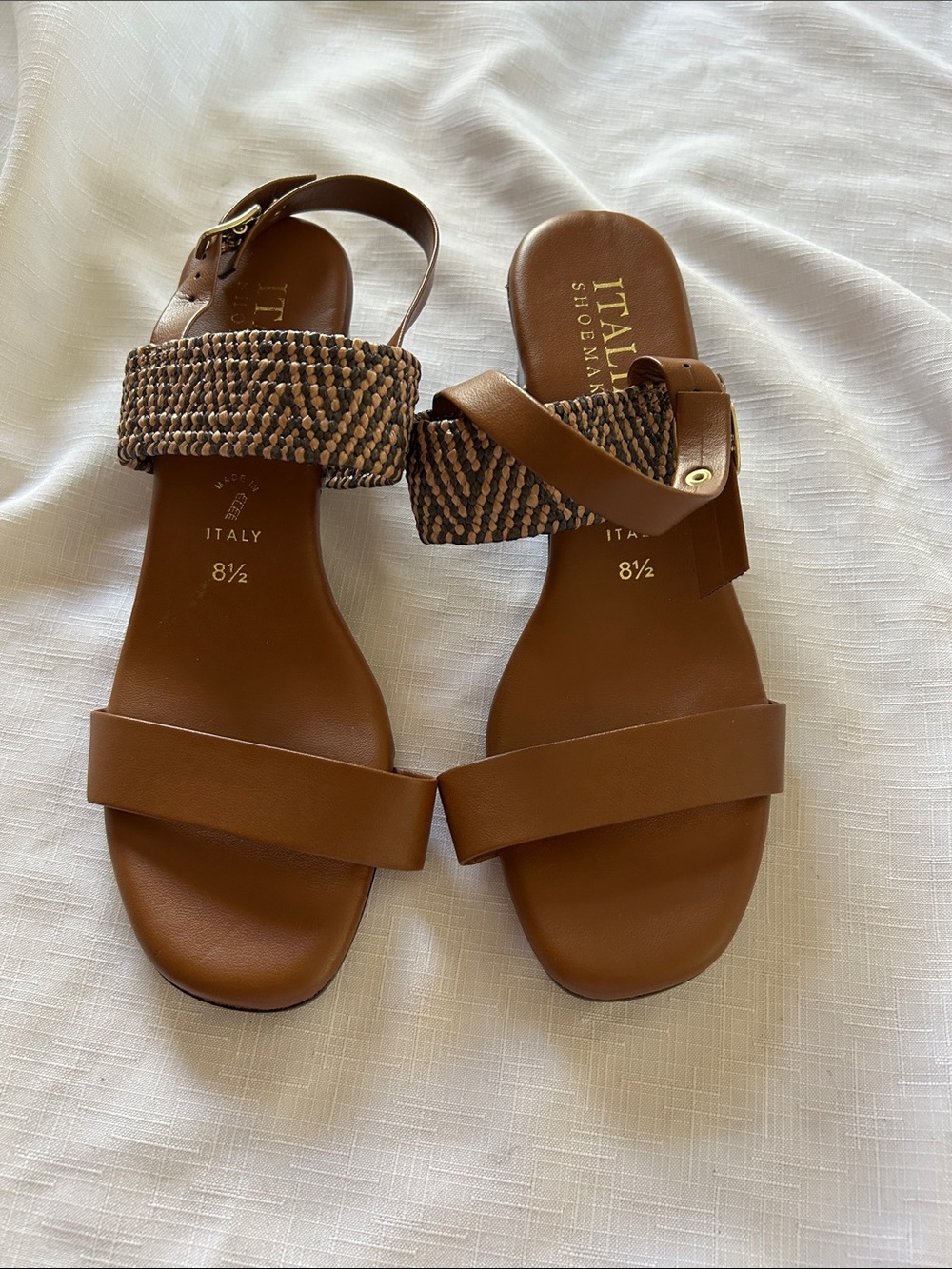 Italian Shoemakers Tan Braided-Strap Leather Sandals - Women